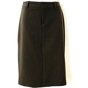 GAP Y2K Stretch Pin Striped A Line Skirt Back SLIT Wool Blend Business WORK 2002